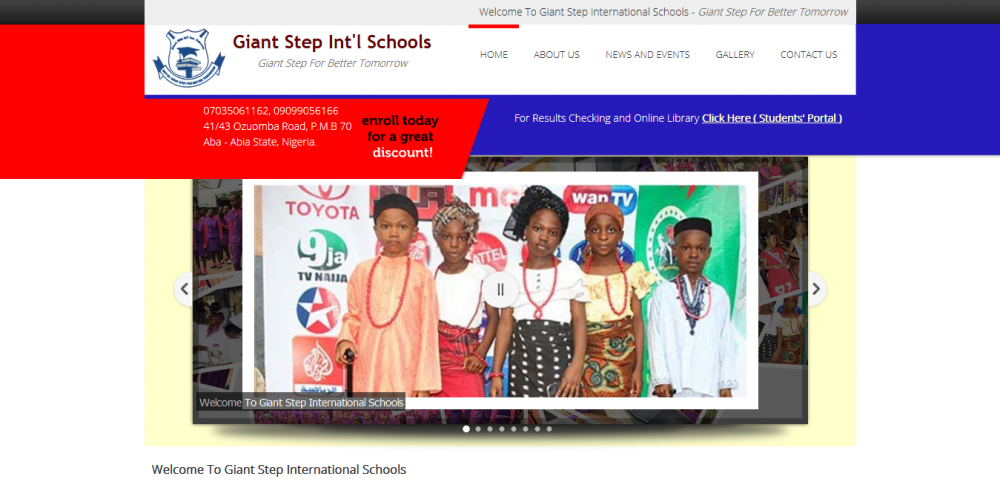 Giant Step Int’l Schools Abia State – Website and Software